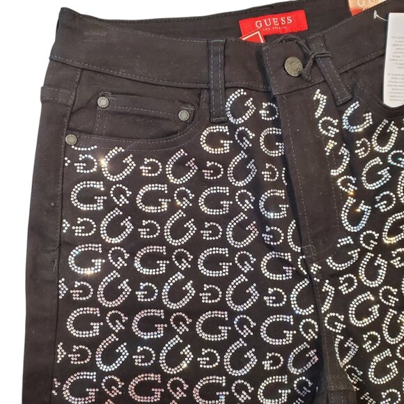 Guess Girly G Stone Slim Fit High Rise Straight Black Jeans Size 6/28 NWT - Picture 5 of 16
